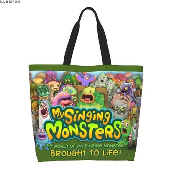 Модная сумка для покупок My Singing Monsters Многоразовая холщовая сумка для покупок через плечо