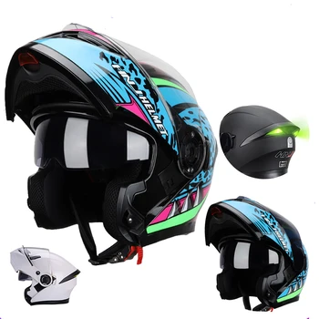 Мотоциклетный Шлем с Полным Лицом, Шлемы для Мотокросса, Мотоциклетный Шлем, Рыцарский Шлем с Bluetooth-Рогом для Унисекс, Одобренный DOT