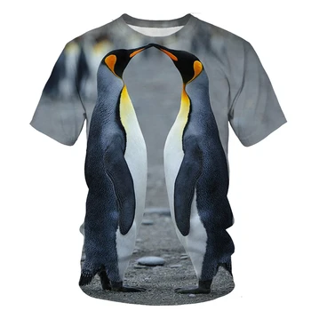Мужская и женская 3D футболка Новейшая Индивидуальность С Рисунком Пингвинов, Мужская Футболка с 3D Принтом, Новый Дизайн, Топы с короткими Рукавами