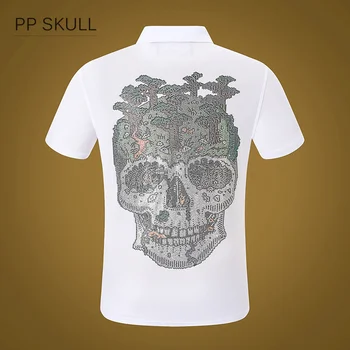 Мужская рубашка поло Plein Skull в стиле хип-хоп, панк, механический стиль, круглый вырез, спортивный топ, костюм для фитнеса, короткий рукав