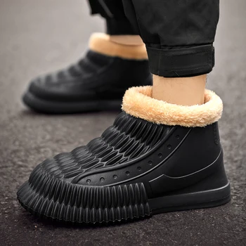 Мужские ботинки Модный тренд Зимняя теплая хлопчатобумажная обувь из плюша для мужчин, водонепроницаемые зимние ботинки Botas Para Hombre Плюс Повседневная обувь