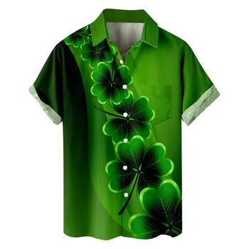Мужские летние рубашки для мужчин, свободные модные топы с короткими рукавами, зеленые рубашки и блузки с 3D принтом, camisas de hombre рубашка