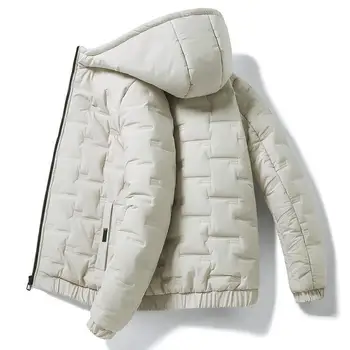 Мужское хлопчатобумажное пальто зимнего корейского выпуска 2023 года, японское утолщенное однотонное пальто с капюшоном