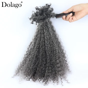 Наращивание волос 4A Kinky Curly Microlocs из 100% человеческих волос, косички для объемных волос для плетения, серо-серебристые разноцветные волосы цвета соли и перца