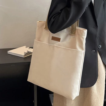 Новая хозяйственная сумка, холщовая сумка-тоут, Студенческая книга, сумка для хранения большой емкости, сумка через плечо, женские экологичные сумки многоразового использования