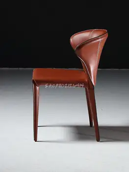 Обеденный стул из итальянской седельной кожи, современный Простой табурет со спинкой для столовой, Дизайнерский стул-седло, стул для книг, Туалетный стул