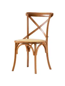 Обеденный стул из массива дерева в американском стиле кантри, ретро-стул со спинкой из массива дерева, простой стул с вилкой на спинке, деревянный стул, Американская столовая