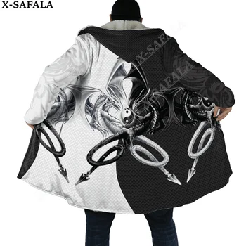 Пальто с рисунком дракона Инь и Ян, пальто с 3D принтом, толстый теплый плащ с капюшоном, мужская ветрозащитная флисовая повседневная одежда унисекс-1