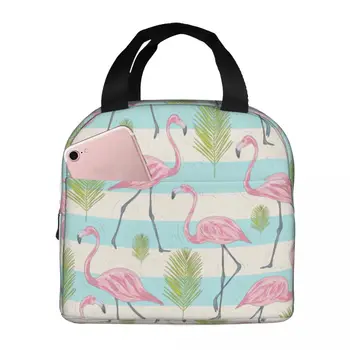 Переносная сумка для ланча с утолщенной изоляцией из алюминиевой фольги Flamingos 8,5x5x8 дюймов
