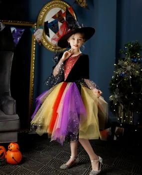 Платье принцессы с цветочным узором для девочек, летние детские платья для дня рождения, детский костюм для выпускного вечера для подростков, костюм на Хэллоуин