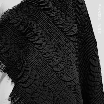 Плиссированная ткань, черный сверхпрочный дизайн с блестками, модная одежда оптом, швейная ткань из чистого полиэстера