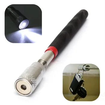 Подбор гаек, болтов, Выдвижной стержень, мини-резиновая ручка, Портативная светодиодная магнитная телескопическая ручка, удобный инструмент для подбора