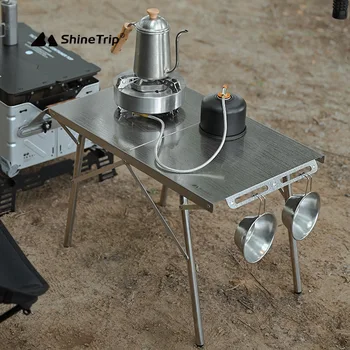 Подшипник 50 кг Складной стол для кемпинга на открытом воздухе Портативный Барбекю для пикника из нержавеющей стали, устойчивый к высоким температурам, легко устанавливается