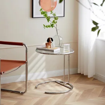 Подъемный Стеклянный Чайный столик из нержавеющей Стали Круглый стол в скандинавском Контрактном стиле Угловой диван mesa вспомогательная мебель для гостиной салона HY