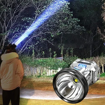 Портативный мощный яркий перезаряжаемый налобный фонарь высокой мощности, водонепроницаемый светодиодный налобный фонарь с интерфейсом USB для кемпинга