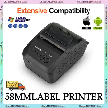 портативный принтер 58 мм, стабильный принтер со встроенным аккумулятором для длительного ожидания, поддерживает Bluetooth Wifi и компьютерный Usb.