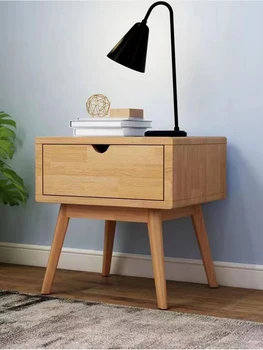 Прикроватный столик из массива дерева в скандинавском стиле, прикроватный шкаф для хранения вещей на высоких ножках, одностворчатый съемный шкафчик для хранения вещей, мини-шкафчик для хранения вещей