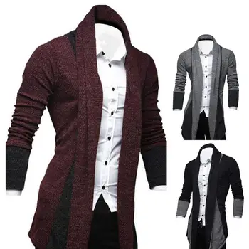 Простое пальто-свитер, вязаный кардиган в тон с длинным рукавом средней длины, теплый тонкий кардиган, теплый