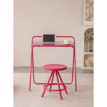 Простой современный складной розовый рабочий стол для отдыха, переносной домашний рабочий стол из кованого железа в общежитии, небольшой компьютерный стол mesas