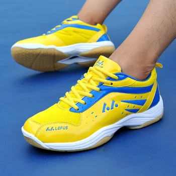 Профессиональные кроссовки для бадминтона для подростков, желто-синие кроссовки для волейбола и тенниса унисекс, обувь для настольного тенниса L05