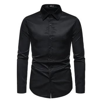 Роскошная мужская деловая официальная рабочая рубашка в клетку с приталенным воротником на пуговицах, свадебные вечерние рубашки для мужчин, белая черная блузка