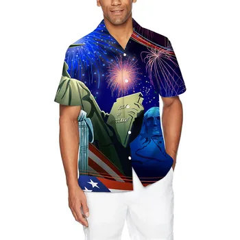 Рубашка с имитацией шеи, мужская мода и досуг, 3D цифровая печать, пуговицы с лацканами, Свободный повседневный топ, мужская рубашка с драконом с длинным рукавом