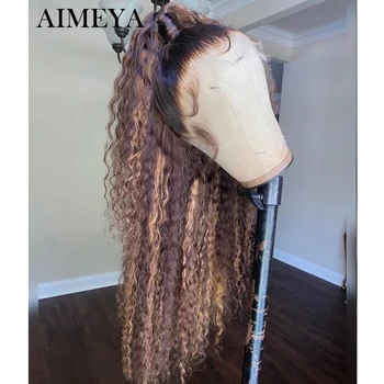 Светлый парик AIMEYA Highlight Синтетические кружевные парики для женщин с волосами младенца Кудрявый парик с завитками Термостойкие парики для косплея Используются на вечеринке