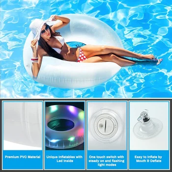 Светодиодное светящееся плавающее кольцо, креативные круги для плавания в бассейне из ПВХ, портативное легкое оборудование для плавания, игрушки для водных видов спорта для взрослых.