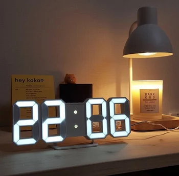 Светодиодные цифровые настенные часы с будильником, датой, температурой, автоматической подсветкой, Настольные Украшения для дома, подвесные часы