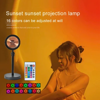 Светодиодный Usb-проектор Sunset Lamp, ночник для домашнего декора, Портативный светильник настроения для фотосъемки на стене в гостиной, Неоновая лампа, подарок на День рождения