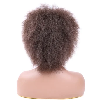 Синтетический кудрявый Прямой парик, натуральный Мягкий Бесклеевой заменитель, Короткий парик Яки для чернокожих женщин
