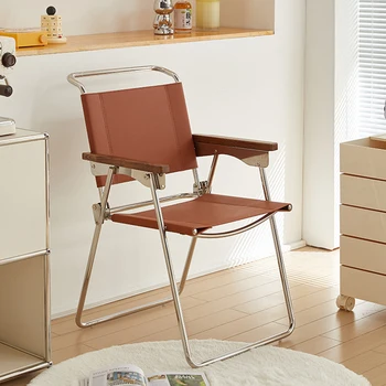Скандинавская мебель Стул для гостиной из нержавеющей стали, Винтажные обеденные стулья, складной стул со спинкой, Офисное кресло, сиденья для отдыха