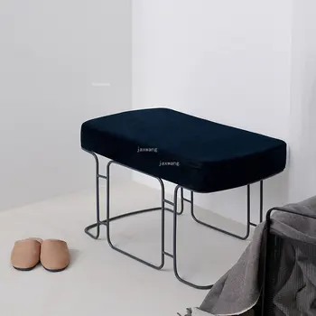 Скандинавский бархатный домашний Маленький табурет-пуфик, простой металлический табурет для переобувки, современная мебель для гостиной, Квадратный диван, скамеечки для ног.