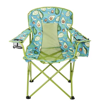 Складной стул из сетки большого размера с кулером, дизайн авокадо, зеленый с синим, для взрослых