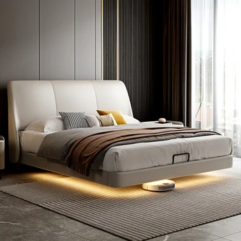 Современный минимализм и роскошь в главной спальне, двуспальная кровать интернет-знаменитости, креативная небольшая кровать
