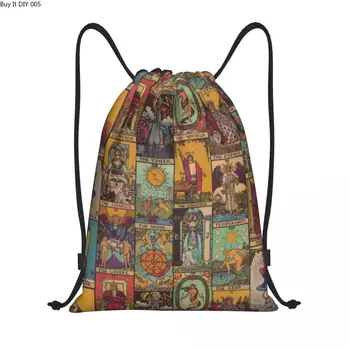 Старшие Арканы Таро, винтажные сумки-рюкзаки на шнурках в стиле пэчворк, легкие сумки для оккультной ведьмы, Духовный рюкзак для спортзала, шоппинг