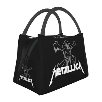 Сумка для ланча с логотипом Metallicas в виде черепа, изолированная для женщин, Портативный музыкальный холодильник в стиле хэви-метал, термальный ланч-бокс, офис, Пикник, путешествие
