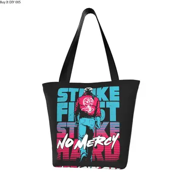 Сумка для покупок Cobra Kai Tote Karate Kid Strike First Strike Hard No Mercy, холщовая сумка для покупок через плечо, сумка большой вместимости