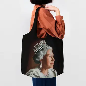 Сумка для покупок королевы Великобритании Елизаветы II, женская холщовая сумка-тоут, прочные сумки для покупок в продуктовых магазинах Королевской семьи Англии