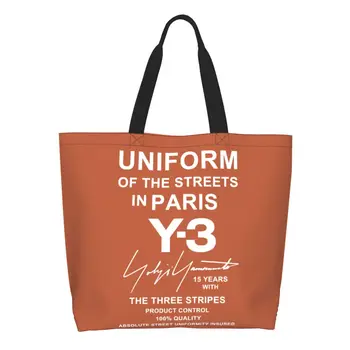 Сумка для покупок с милым принтом Yohji Yamamoto с изображением улиц Парижа, моющаяся холщовая сумка для покупок через плечо