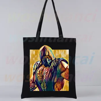 Сумка-тоут Mortal Kombat на заказ, оригинальный дизайн, черные дорожные холщовые сумки Унисекс, Эко-складная сумка для покупок