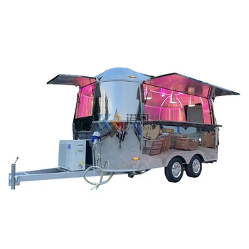США Буксируемый трейлер-кемпер из нержавеющей стали Airstream Food Catering Trailer Тележка для бургеров, сырных кондитерских изделий и мороженого для Европы