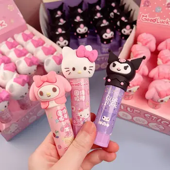 Твердый клей Kawaii Sanrio Kuromi Melody Hello Kitty High Stick Быстросохнущий твердый клей-карандаш Канцелярские принадлежности для студентов ручной работы