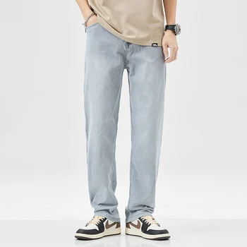 Уличная мужская одежда С эластичным поясом, широкие мешковатые джинсы, корейская мода, новые осенние джинсы в стиле ретро, мужские дизайнерские брюки