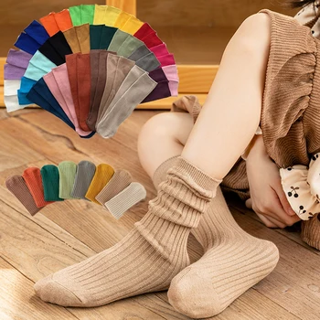 Хлопковые детские носки ярких цветов, модные простые носки для родителей и детей, дышащие удобные детские чулки для девочек и мальчиков