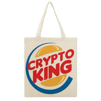 Холщовая сумка-тоут Double Crypto King Graphic Винтажные сумки высшего качества, холщовая сумка, рюкзак для ботаников