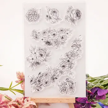 Цветы Прозрачный силиконовый штамп для печати DIY Фотоальбом для скрапбукинга Декоративные прозрачные листы с марками