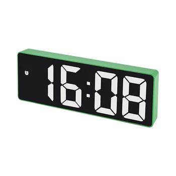 Цифровой будильник, светодиодные часы для спальни, электронные настольные часы с дисплеем температуры, маленькие часы зеленого цвета