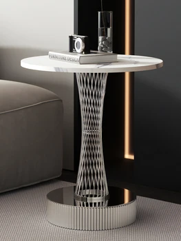 Шиферный приставной столик в гостиной Современный минималистичный Роскошный журнальный столик Со стороны дивана Креативный Круглый стол Мебель для дома 50 см