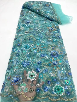 Элегантная вышитая тюлевая ткань с бисером для модного платья самая продаваемая французская сетчатая ткань из тюля с бисером fuoll
